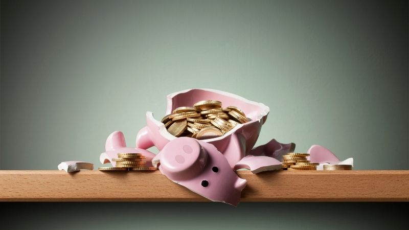 Piggy bank broken to access funds inside